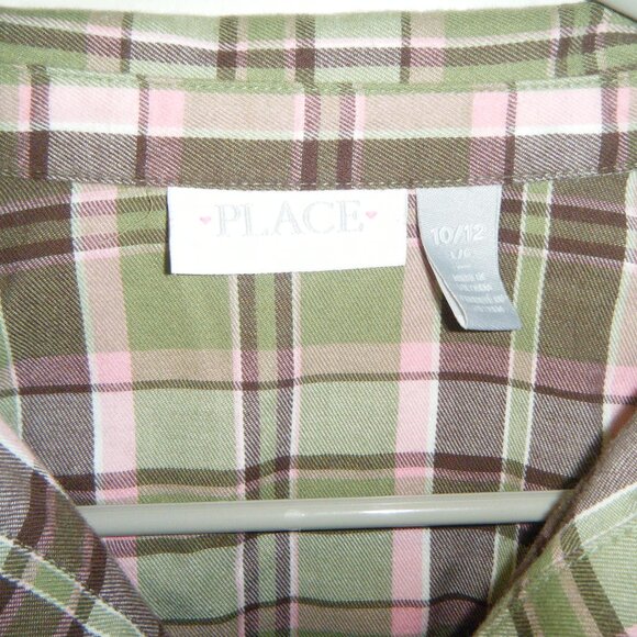 Screenprinted original design children's place green, pink and brown plaid - Picture 3 of 8